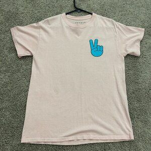 PacSun Pink Peace T-Shirt Short Sleeve Cotton Size Medium